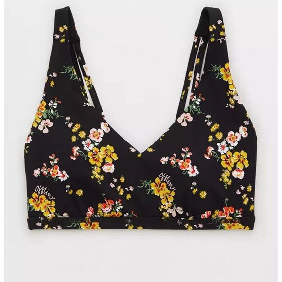 Aerie Other - Aerie Floral Print Sports Bra Women’s Size S Mesh Back Wireless Activewear